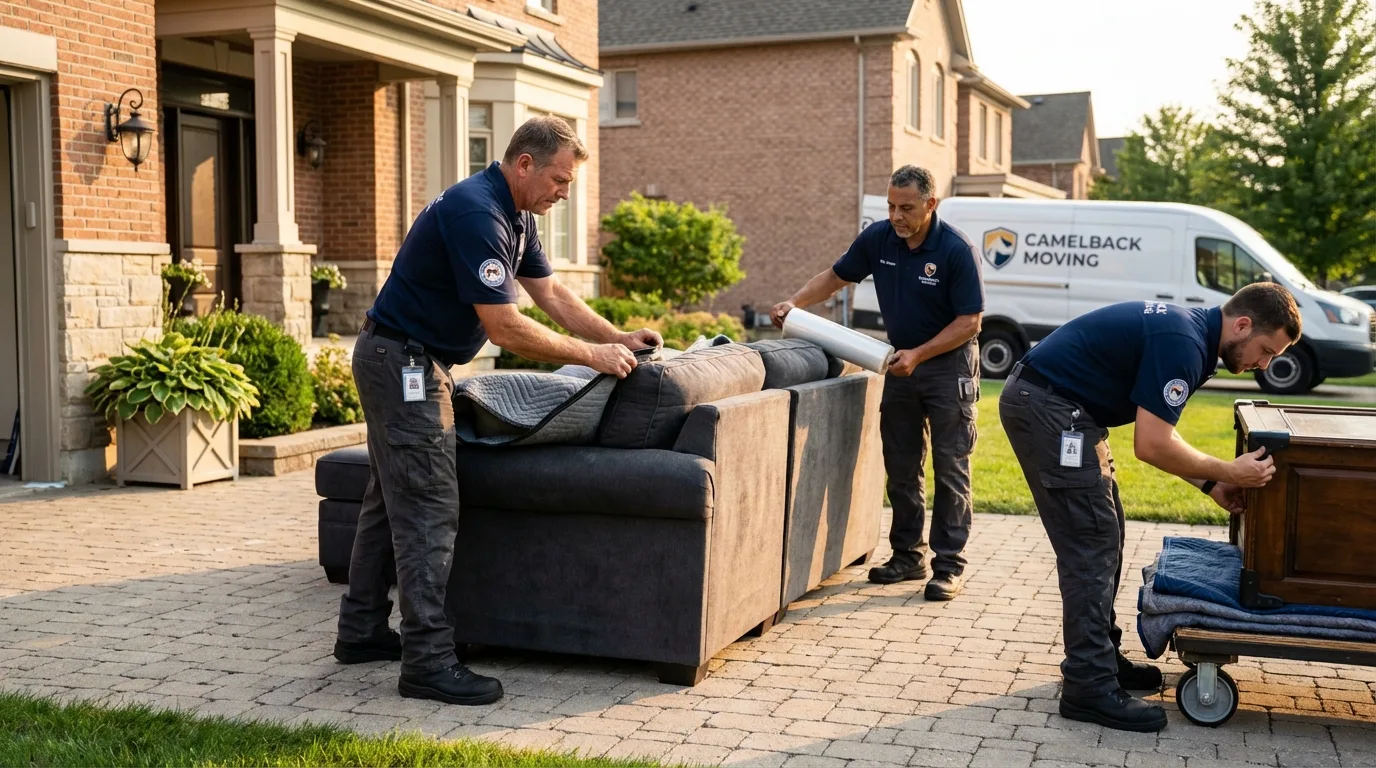 Large estate moving crew wrapping furniture in Worthington, IN